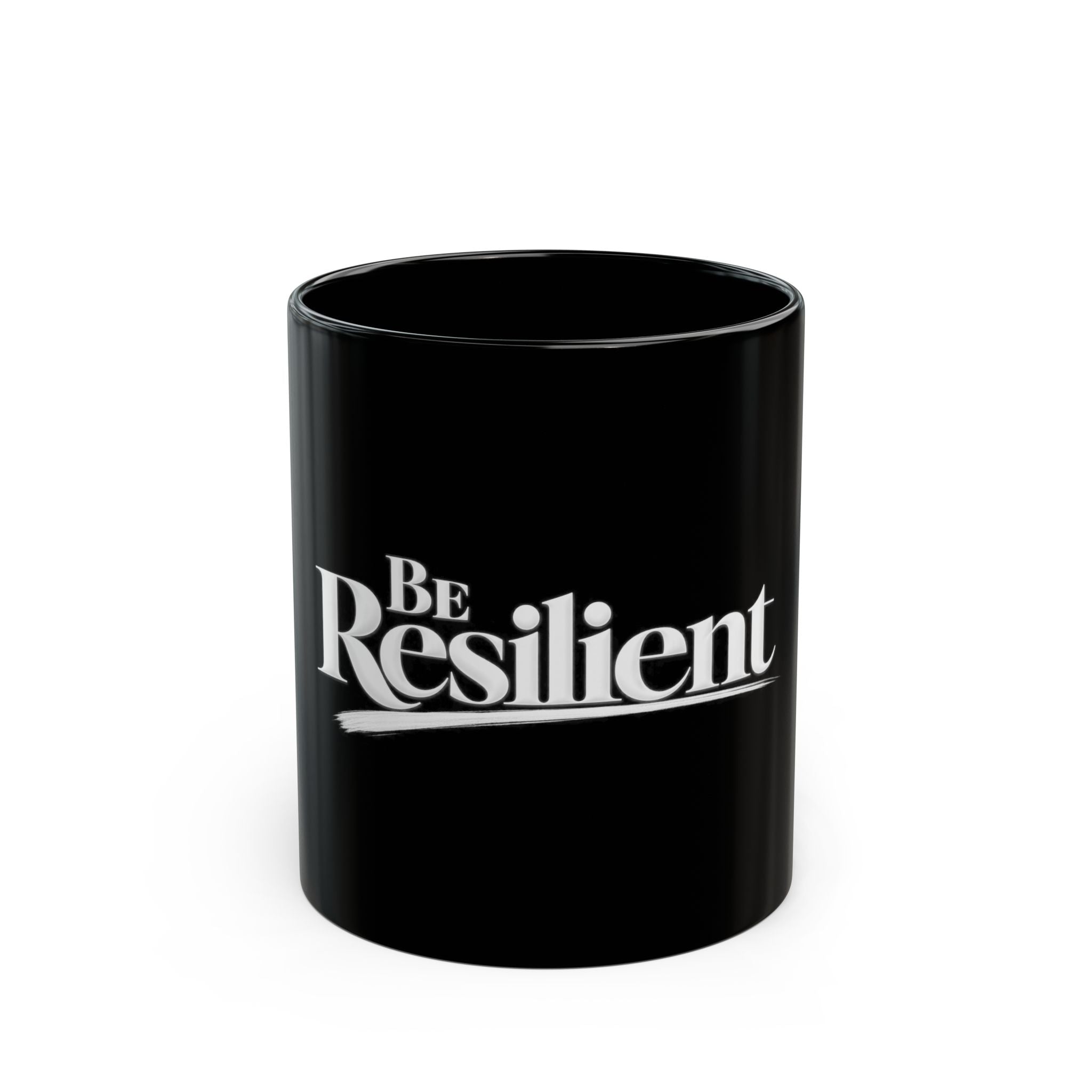 Be Resilient™ Black Coffee Mug – Motivational Ceramic Mug (11, 15oz)