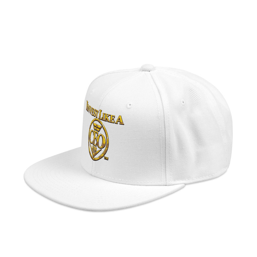 Invest Like A CEO™ Embroidered Snapback Hat-White