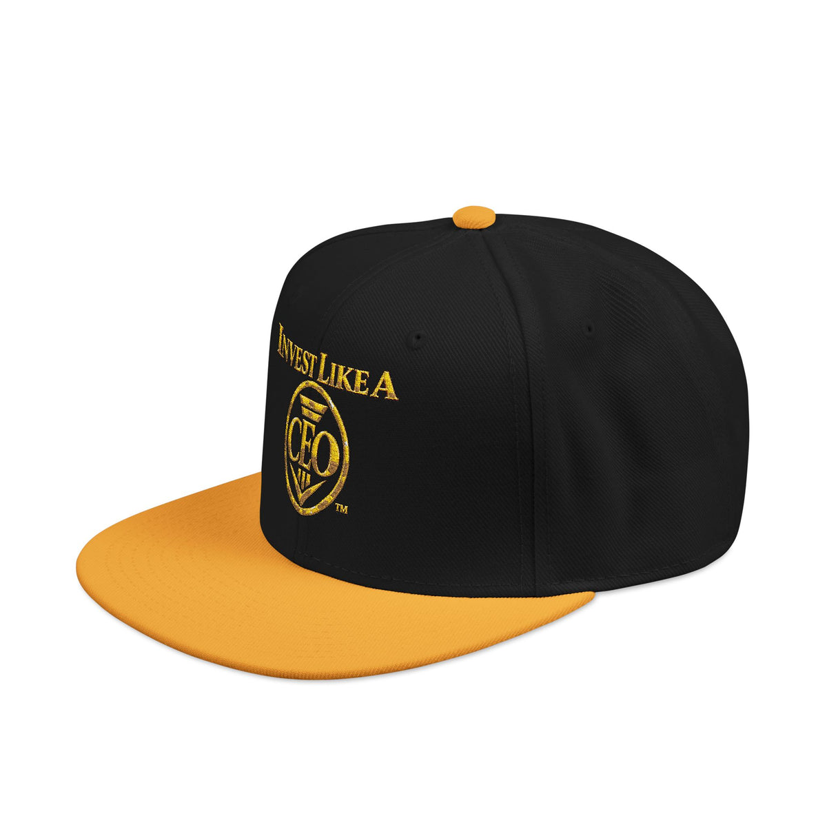 Invest Like A CEO™ Embroidered Snapback Hat- Black/Gold