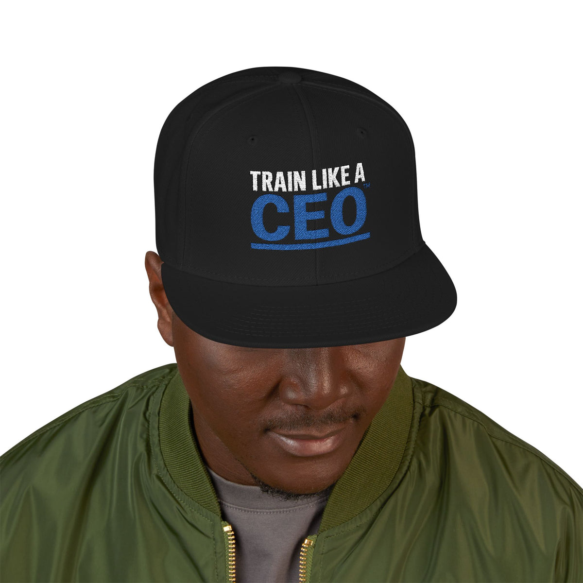 Train Like A CEO™ Embroidered Snapback Hat-Black
