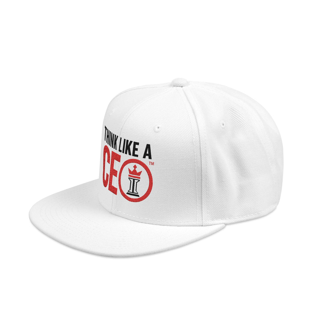 Think Like A CEO™ Embroidered Snapback Hat-White