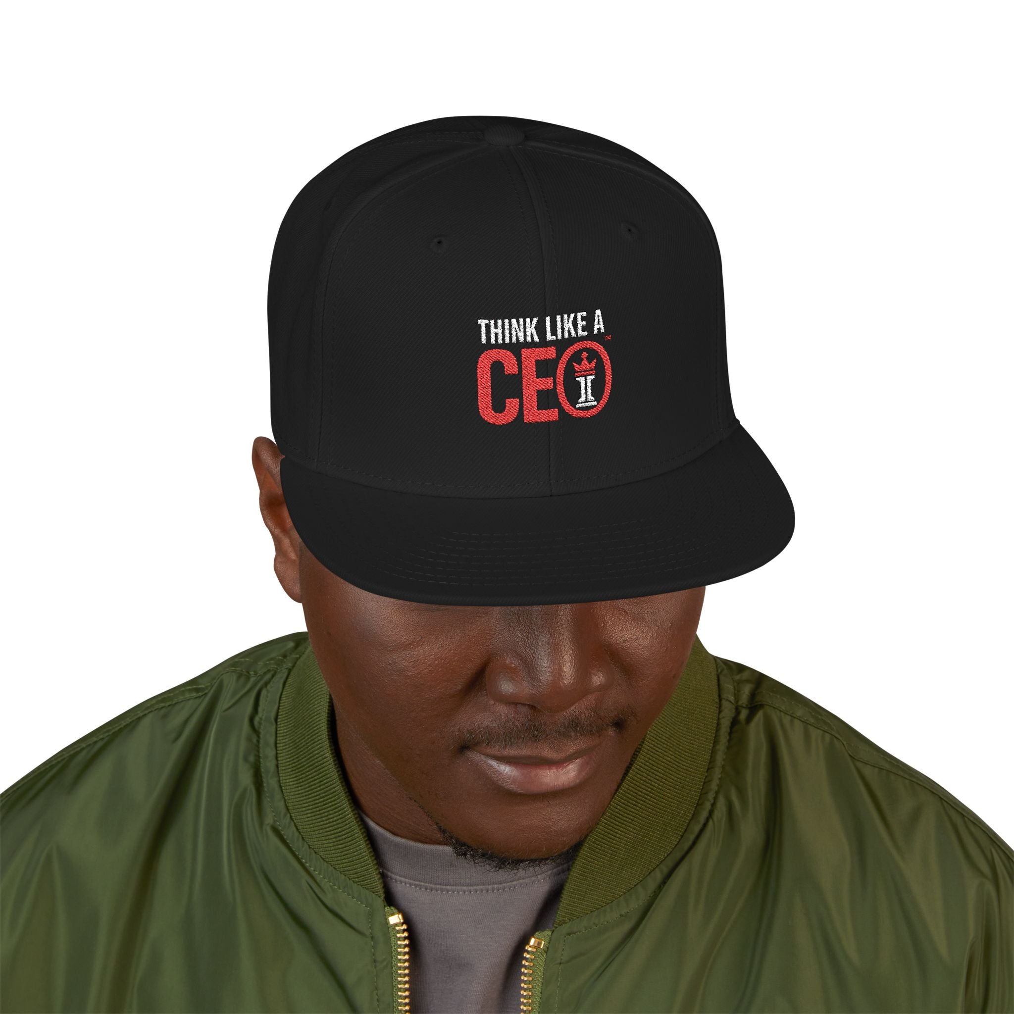 Think Like A CEO™ Embroidered Snapback Hat-Black