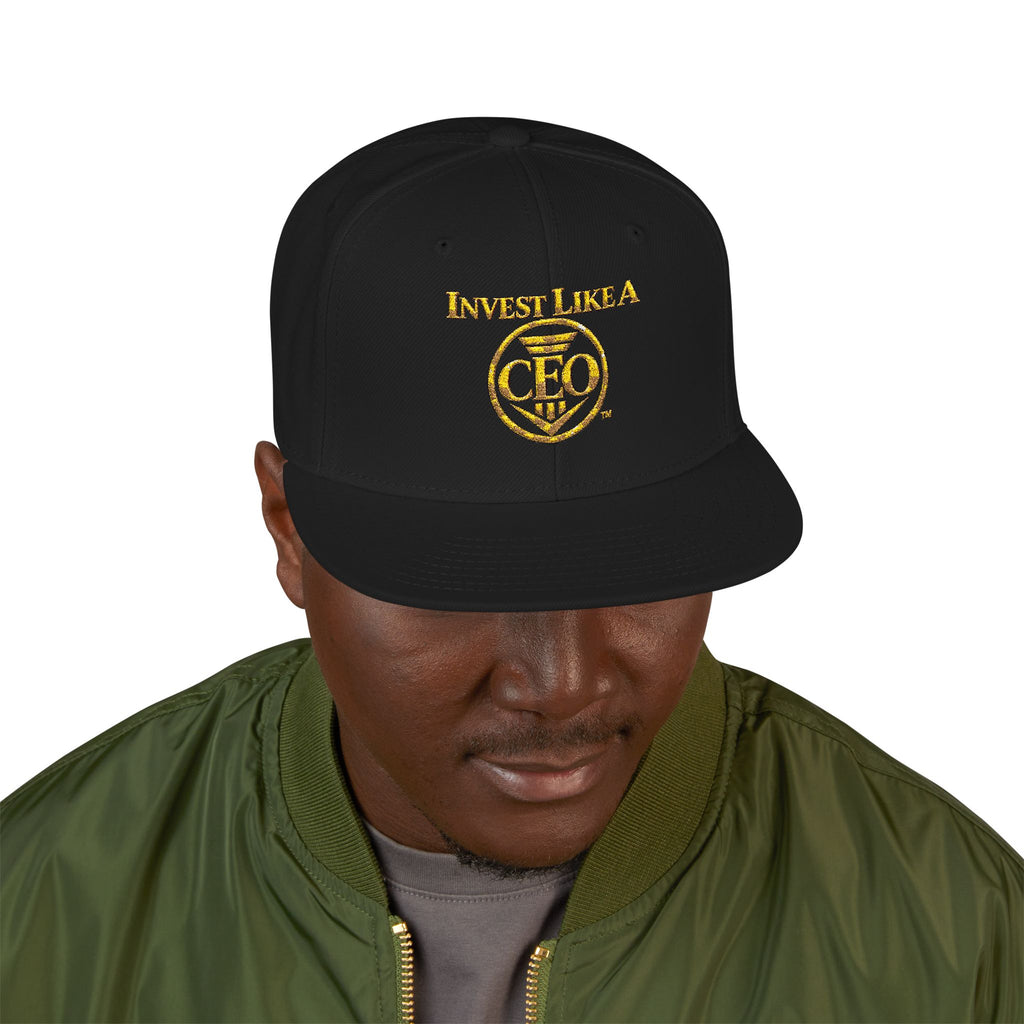 Invest Like A CEO™ Embroidered Snapback Hat-Black