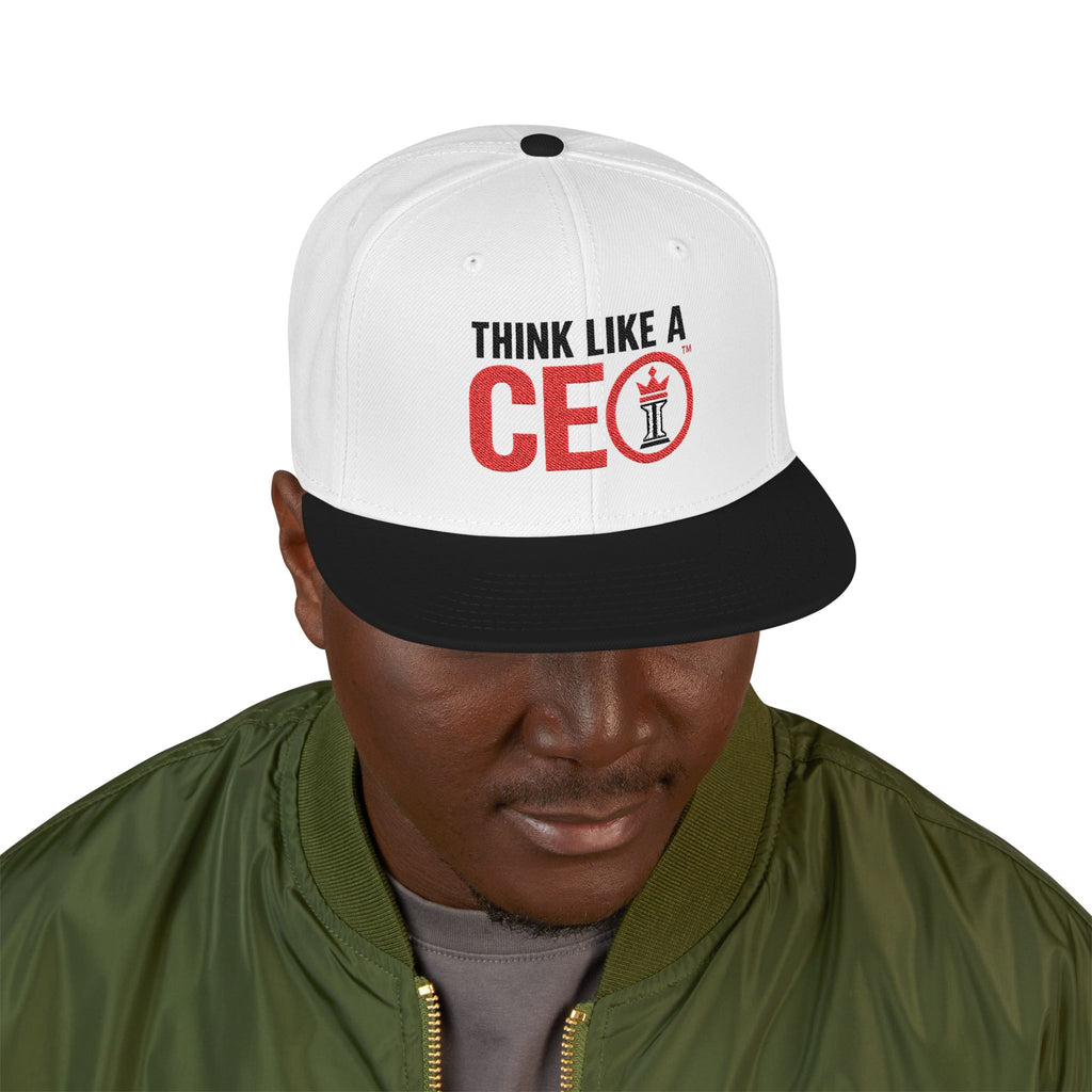 Think Like A CEO™ Embroidered Snapback Hat-Black/White