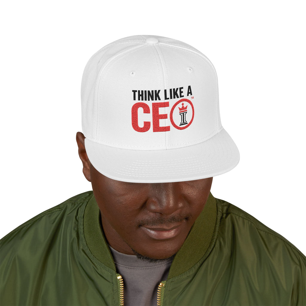 Think Like A CEO™ Embroidered Snapback Hat-Black/White